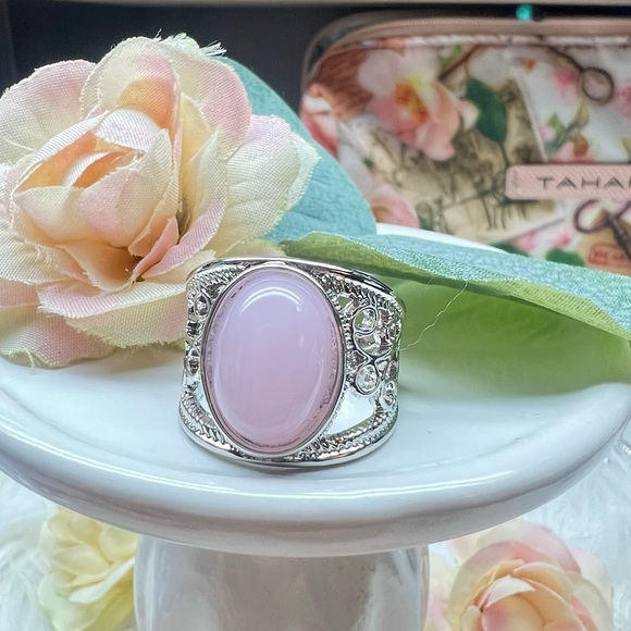 Silver Plate Boho Pink Women’s Ring size 8,9 - Picture 3 of 7